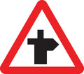  UK Traffic Sign Diagram Number 504.1R - Crossroads Ahead - road continues to right