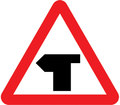  UK Traffic Sign Diagram Number 505.1L - T-junction Ahead - road continues to left