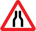  UK Traffic Sign Diagram Number 516 - Road Narrows Ahead