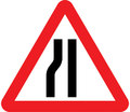  UK Traffic Sign Diagram Number 517 L - Road Narrows Ahead on Left