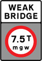  UK Traffic Sign Diagram Number 626.2 - Weak Bridge Weight Limit